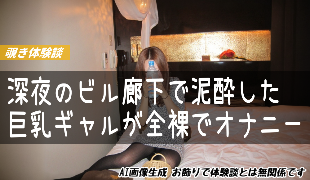 深夜のビル廊下で泥酔した巨乳ギャルが全裸でオナニー
